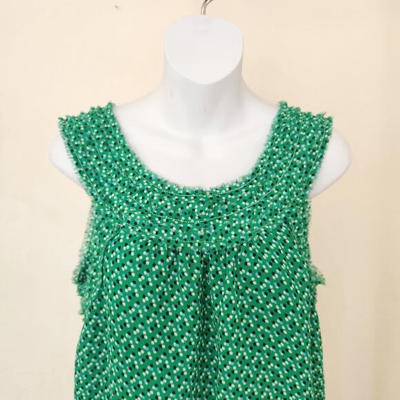 STUDIO M Green Multi Color Polka Dot Print Sleeveless Dress Size L - Picture 7 of 14